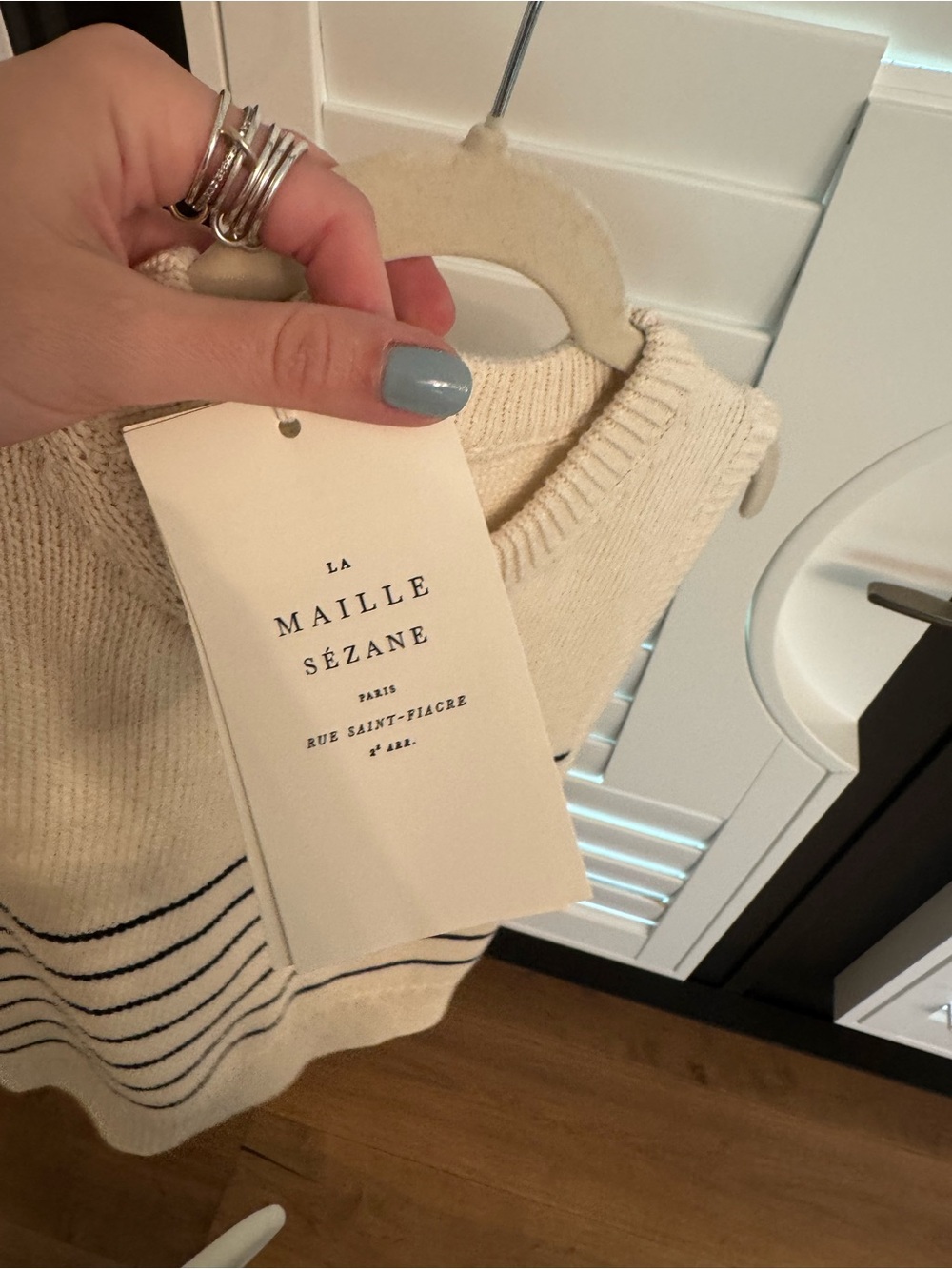 Sezane Cream Knit Sleeveless Stripe Sweater Vest - Picture 4 of 5